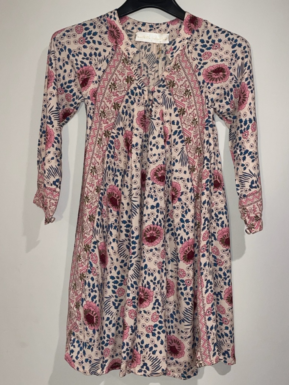 Natalie Martin Kids Floral Dress – Pink & Blue Botanical Print - Picture 1 of 4